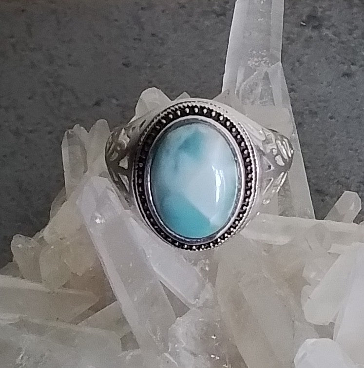Bague en argent sterling avec Larimar design 1