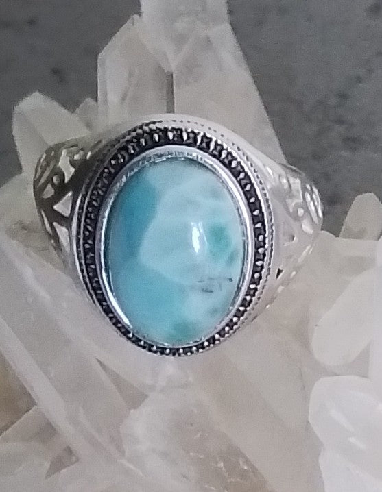 Bague en argent sterling avec Larimar design 1